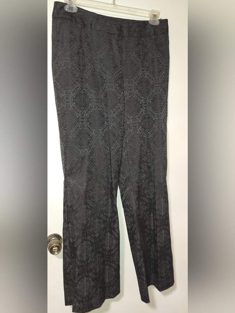 Worthington Black Wide-Leg Jackard Dress Pants,  Side Zipper